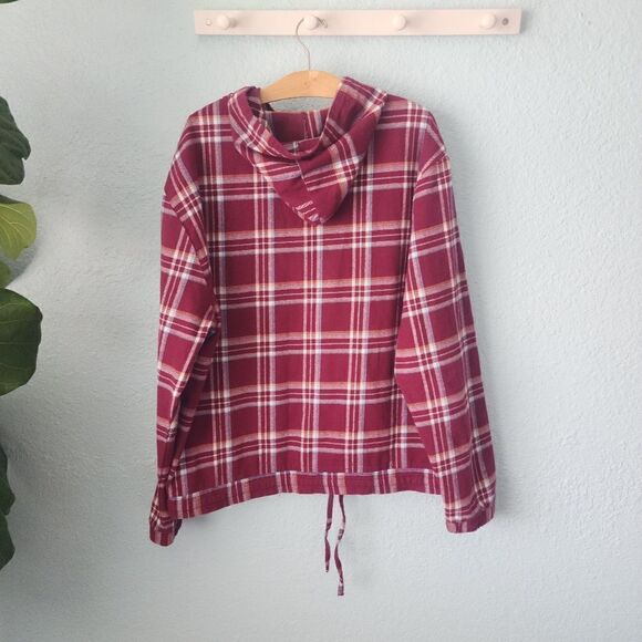 Lost plaid flannel kangaroo pockets hoodie - Picture 5 of 15